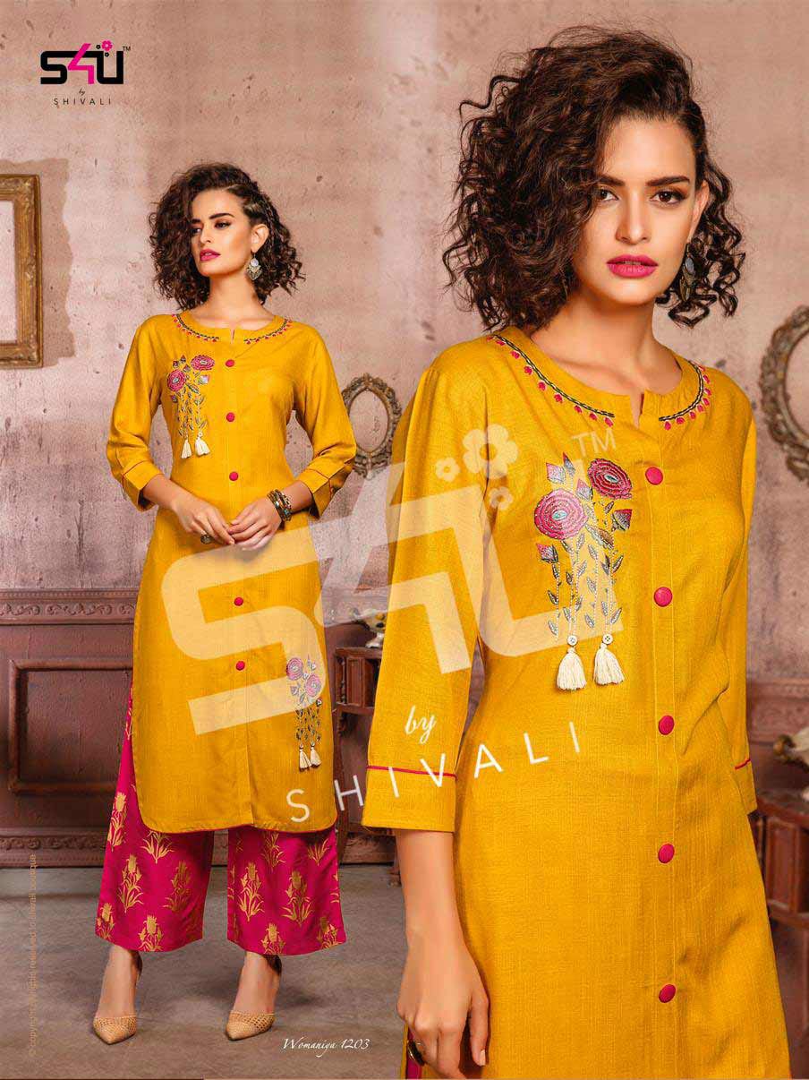 Womaniya Vol 12 By S4u Beautiful Printed Kurties With Plazzo Womaniya Vol 12 By S4u Beautiful Printed Kurties With Plazzo